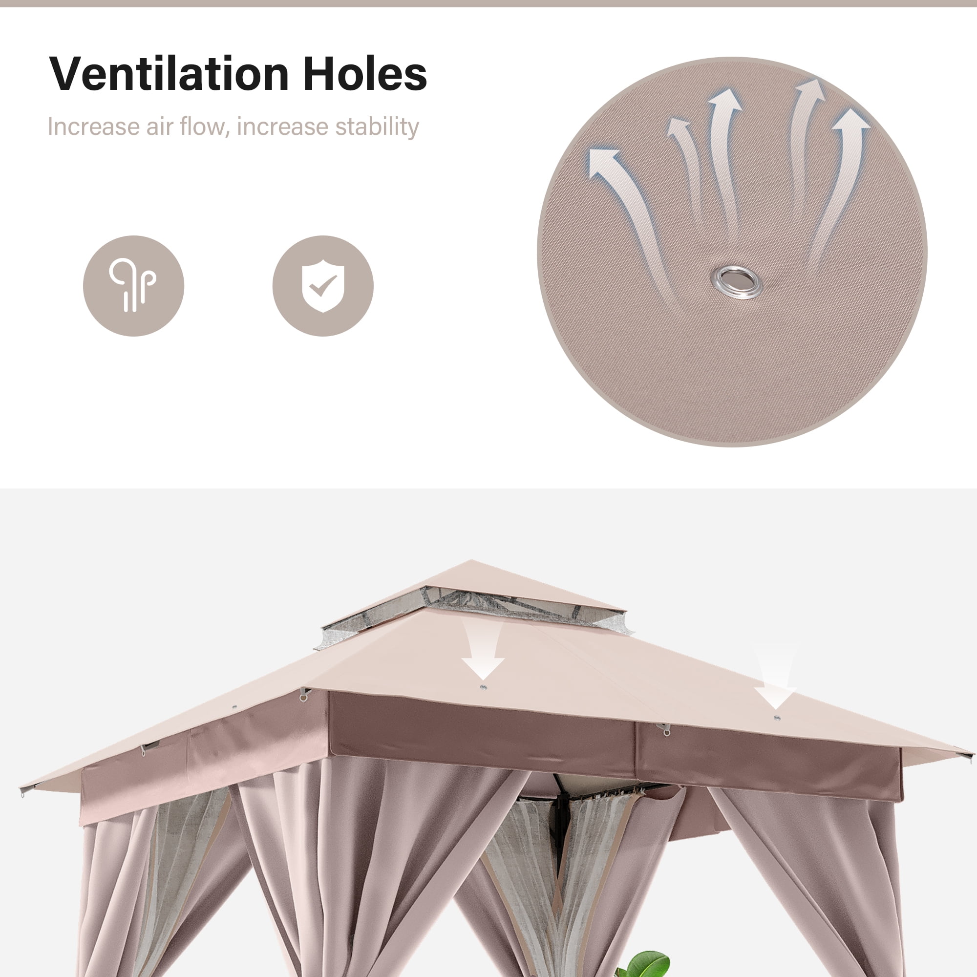 贈る結婚祝い HOME LAUSAINT 10'x10' Backyard Roof Double Gazebo, Deck その他