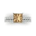 thumbnail image 2 of Clara Pucci 14K White Gold Princess Cut 2Ct Simulated Champagne Engagement Ring + Matching Band - Luxury Box Included, 2 of 7