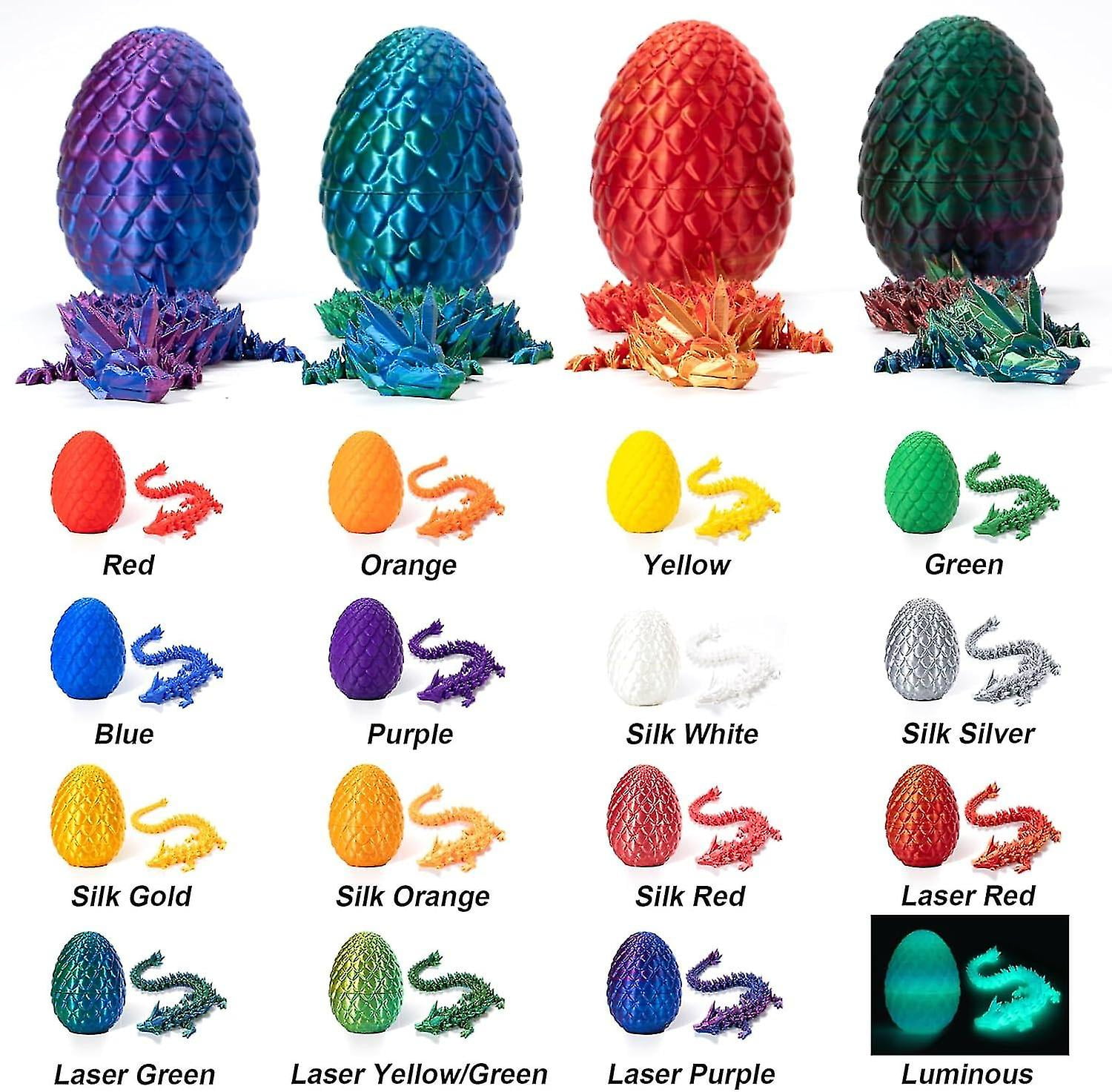 3d Printed Dragon In Egg, Full Articulated Dragon Crystal Dragon With Dragon Egg, Home Office Decor Executive Desk Toys, Adults Fidget Toys For Autism