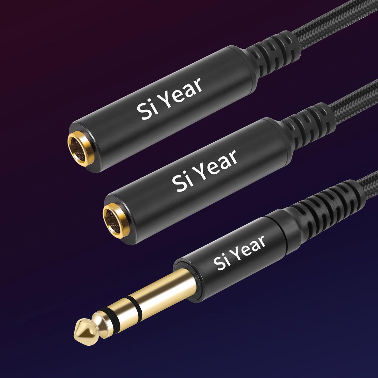 JJEAN-1/4" Splitter Cable, 6.35mm TRS to Dual 1/4 inch Female Stereo Y Headphone Splitter Cable for Studio,DJ,Amplifier,Karaoke, Live Sound Systems etc(30cm /2PACK)
