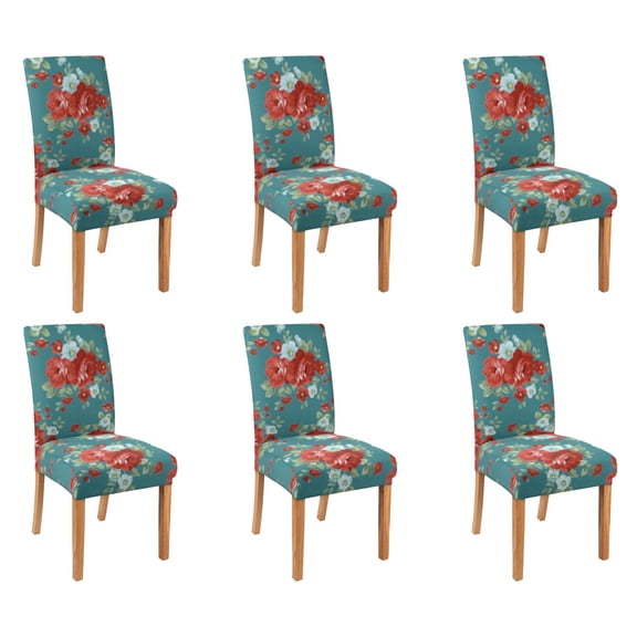 Chair Covers for Dining Room Chairs Stretch Printed Dining Chair Cover Set Of 6,Washable Elastic Pioneer Colorful Floral Kitchen Chair Slipcovers, Removable Seat Protector for Home or Party