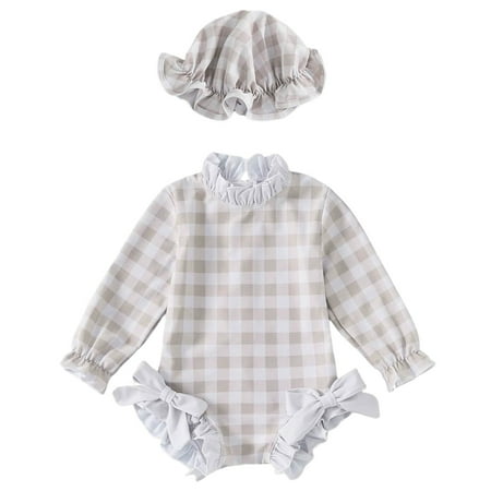 Toddler Girl Bathing Suit Toddler Baby Girl Long Sleeve One Piece Swimsuit with Hat Quick Dry Sun Protection Bathing Suit Kids Swimsuits Khaki 6 Months-12 Months