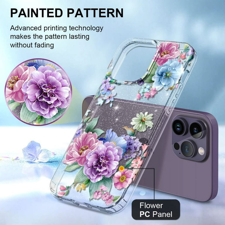 Iphone 14 Pro Case Reviewiphone 14 Pro Max Clear Case - Floral Art  Silicone Cover, Shockproof