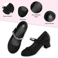thumbnail image 3 of Kushyshoo Girl Mary Jane Shoes Low Heel Rhinestones Princess Flats Glitter Black Dress Pump Shoes for Big Kid Size 3, 3 of 5