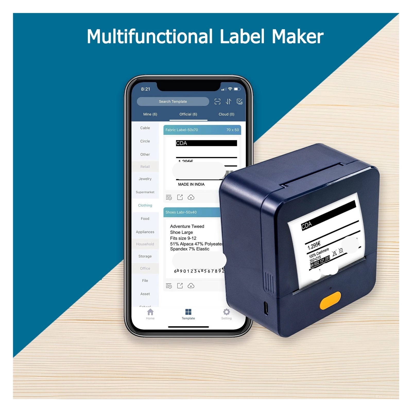 Printer Bluetooth Label Maker Portable Thermal Printer Thermal Printing Pocket Sticker Label Printer