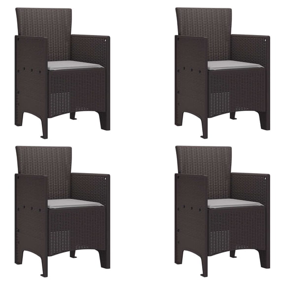 vidaXL Garden Chair 4 pcs Brown 20.87 x 19.29 x 33.46 in Polypropylene