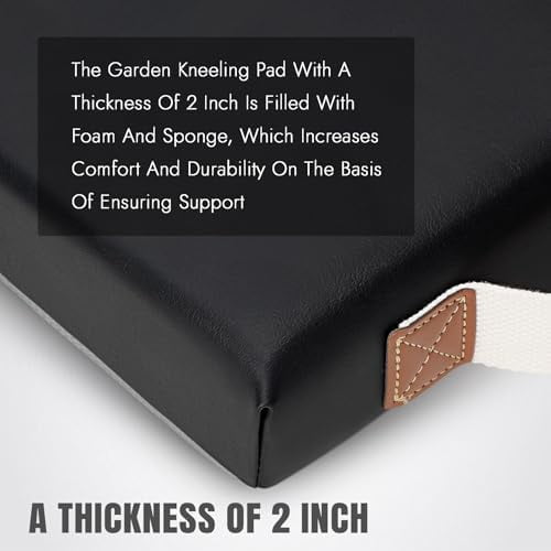Waterproof Garden Kneeling Pad - 2" Thick Soft Foam Kneeling Mat for Gardeners with Handle & Removable Cover, Knee Support for Bathing, Black