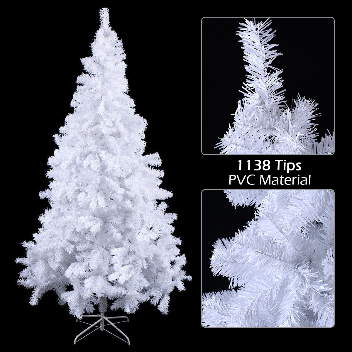 有名ブランド believeshopCOSTWAY 8フィート 人工ポリ塩化ビニル クリスマスツリー Wスタンド ホリデーシーズン インドアアウトドア  ホワイト