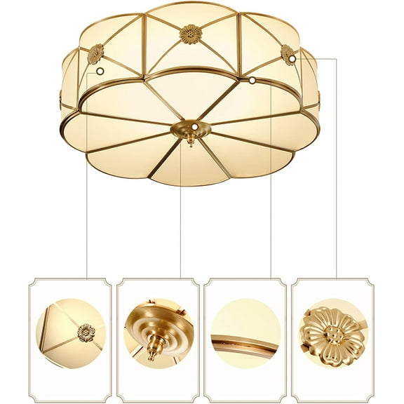 Tiffany Ceiling Lamp Flush Mount Light 3-Light Drum Shade Vintage Chandelier Ceiling Lighting Fixture for Bedroom Hallway Entryway Foyer W14 H6.3 inch