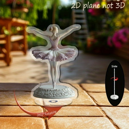 1pc 2d flat Rotating acrylic display featuring an elegant ballerina in motion perfect for home office elegance gifts or special occasions