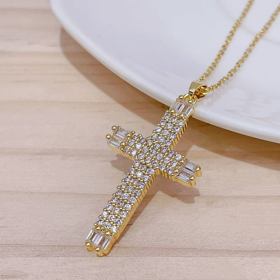 Vireellx Cross Pendant Necklace for Women Color Zircon for Women Jewelry Valentines Day