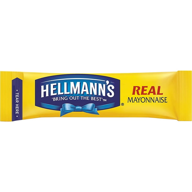 Hellmanns To Go Packets Real Mayonnaise, 3.8 Fl Oz, Pack of 60
