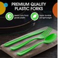 thumbnail image 3 of Exquisite Disposable Forks - 150 Green Plastic Forks - Party Supplies, 3 of 9