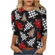 thumbnail image 2 of Puntoco Camiseta de mujer con cuello redondo, manga 3/4 y estampado navideño, jersey de cuello redondo, camiseta de manga larga con cuello redondo, 2 of 5