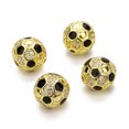 thumbnail image 4 of 2 uds. De abalorios espaciadores redondos de aceite de goteo de cobre pequeños, colgantes de abalorios de fútbol chapados en oro de circón para hacer joyas artesanales (dorado) FRCOLOR Hogar7237281, 4 of 7