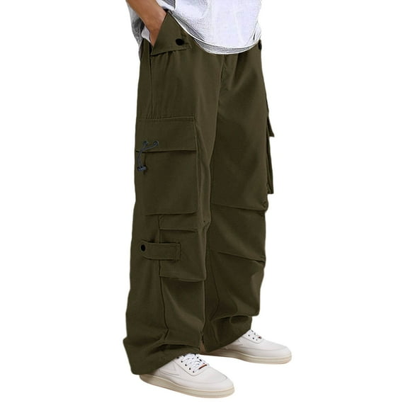 Mens Cargo Work Pants Relaxed Fit Straight Leg Casual Outdoor Hiking Utility Trousers Durable Lightweight Comfortable Pants Loose Fit Straight Legs Beach Trousers