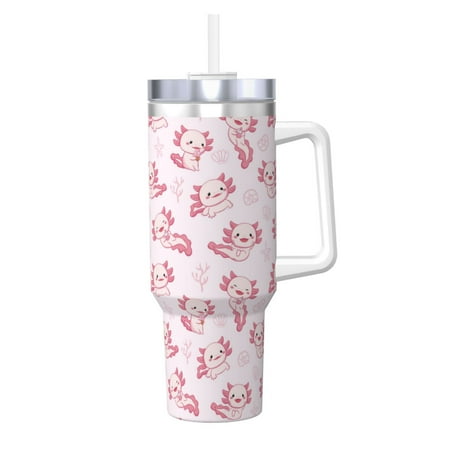 

Gaeub Baby Salamander Print Stainless Steel Hot/Cold Coffee Cup 40oz Ice Bully Cup With Handle And Straw Travel Coffee Cup