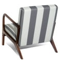 thumbnail image 4 of Modern Accent Chair Single Wood Frame Living Room Armchair Stripped Gray White, 4 of 7