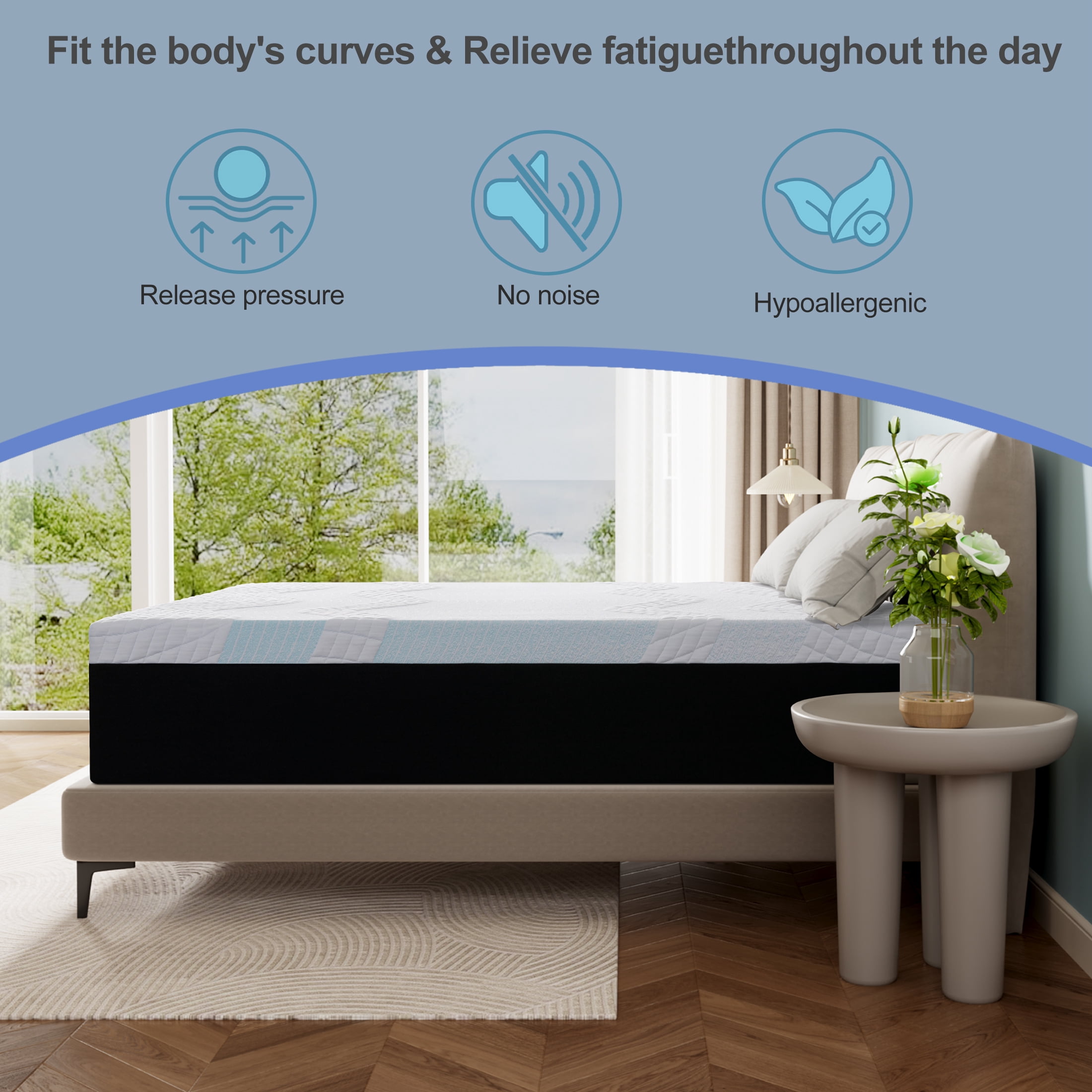 Twin Mattress, 8" Medium Gel Memory Foam Mattress in a Box, Pressure Relieving & Supportive