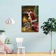 thumbnail image 3 of Framed Christmas Canvas Wall Art, Santa And Dog by The Fireplace Artwork,Christmas Holiday Decor for Home Office Room,Ready To Hang Poster, 3 of 5