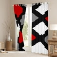 thumbnail image 3 of Homewish Geometric Plaid Black Out Curtains for Teens Girls Boys,Black Red White Curtains Pack of 2 (42x63 Each),Vintage Aesthetic Bedroom Curtains,Lightweight Room Decor, 3 of 6