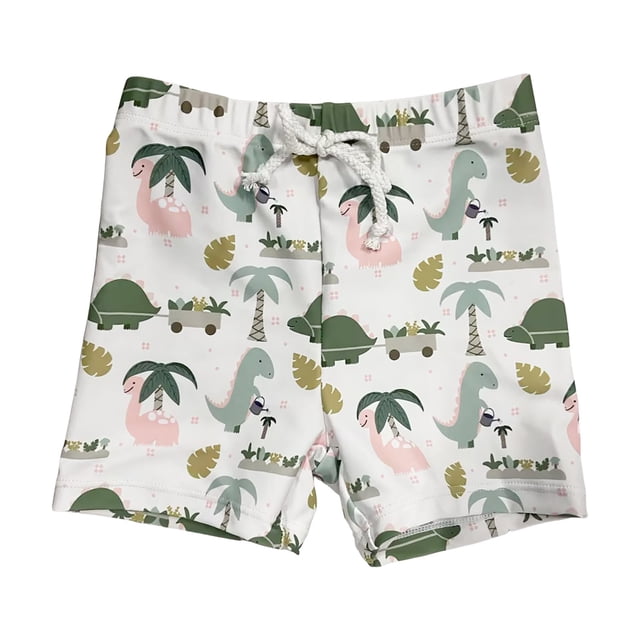 yocbz Maillot de Bain à Boutons-Pression Réutilisable et Absorbant pour Bébé Garçon, Short de Bain Garçon Confortable, Respirant, Stylé et Mignon, Imprimé Dessin Animé, Short de Bain de Plage Vert Menthe, 2-3 Ans