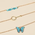 thumbnail image 3 of Femmes filles Collier multicouche: Perle Butterfly Charm Collier Pendentif Collier, 3 of 8