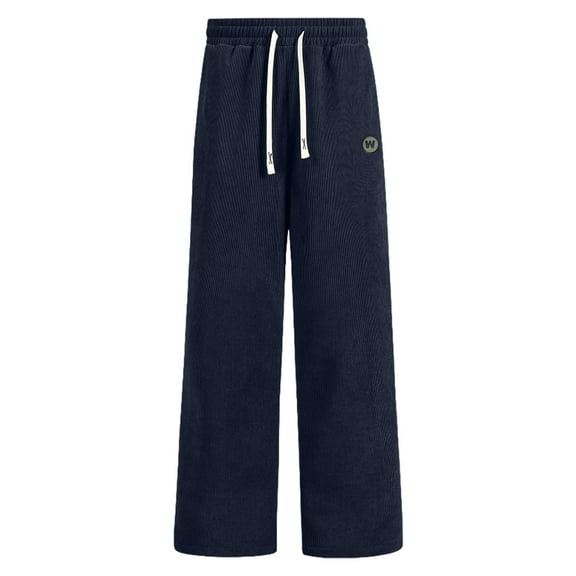 hoksml Men's Fleece Lined Corduroy Pants Straight Leg Casual Warm Trousers with Drawstring Waist for Winter