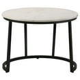 thumbnail image 2 of 24 Inch Accent Coffee Table- White Marble Top- C Base- Black Metal Finish, 2 of 5