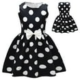 thumbnail image 2 of Ugoldhm Girls' Polka Dots Sleeveless A-Line Summer Dress - Bow Pleated Crew Neck Casual Sundress, 2-13Y, 2 of 8