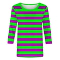 thumbnail image 4 of 3/4 Sleeve Shirts for Women Spring Striped Crewneck Business Casual Tops, Loose Three Quarter Length Work Blouses, Striped Printed Comfortable Top, Limited Time Off, 4 of 6