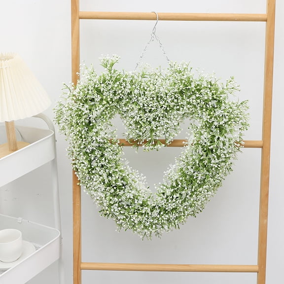 Flower Wreath and Greenery Garland for Wedding and Home Decoration  Heart Shaped Boxwood Topiary Faux Plants And Trees Holiday Valentine's Day  Easter Decoration