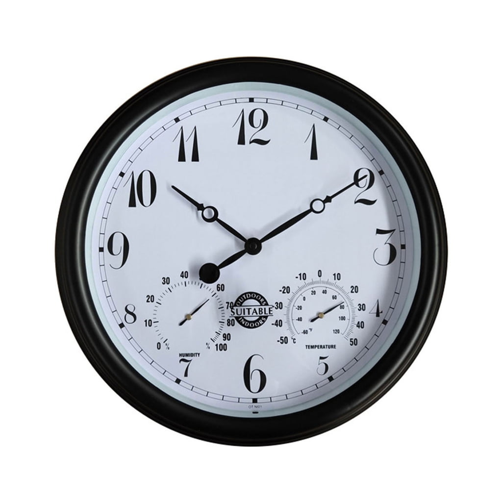 15 Inch Large Outdoor Clock Waterproof with Thermometer Hygrometer