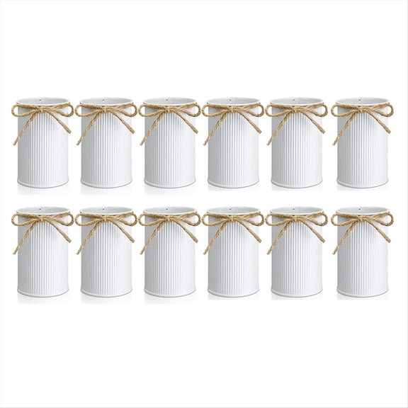 12Pcs Farmhouse Vase Decor Vintage Flower Vase with Twine Bow Metal Vases for Flowers Rustic Vase for Table Centerpiece