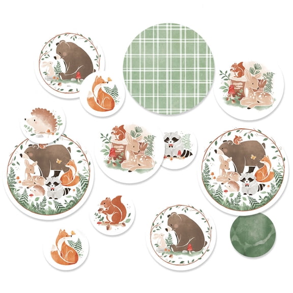 Big Dot of Happiness Woodland Animals Large Confetti, Watercolor Forest Friends Baby Shower or Birthday Party Table Decorations, Giant Confetti Centerpiece - 27 Count Circles