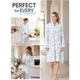 thumbnail image 5 of Casual Nights Women's Quilted Zip Up Robe With Pockets, Long Sleeve House Coat Duster, Poly-Cotton Blend Sleepwear, Blue/Green Floral - Short Large, 5 of 6