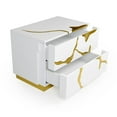 thumbnail image 2 of Benjara Cid Exie 28 Inch Nightstand, 2 Drawers, Gold Accent Branch Style White Wood, 2 of 5