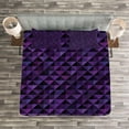 thumbnail image 3 of Ambesonne Geometric Quilted Bedspread Set 3 Pcs, Squares and Triangles, King Size, Purple Black, 3 of 3