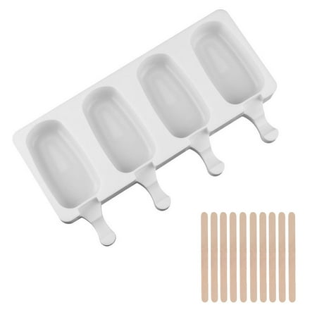 

1Pc 4 Cell Silicone Ice Cream Mold Molds DIY Homemade Dessert Freezer Fruit White