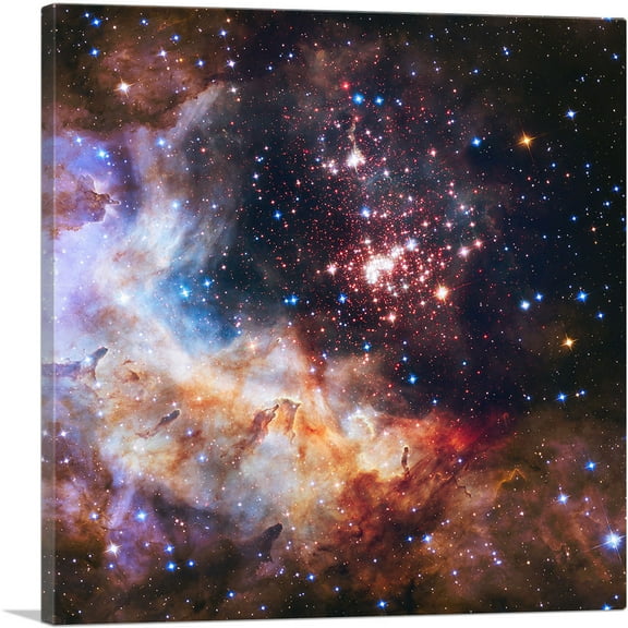 ARTCANVAS Hubble Telescope Westerlund 2 Cluster Square Canvas Art Print - Size: 18" x 18" (0.75" Deep)
