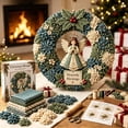 thumbnail image 4 of Clearance! 3D Fabric Poke Wreath DIY Kit, 14" Christmas Wreath DIY Kit for Adults, Beginner-Friendly Holiday Wreath Making Kit & Door Decor (Angle), 4 of 6