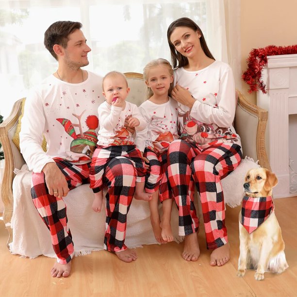 Christmas Gift for Family Matching Clothing Set 2023 New Cartoon Elk Cute Sleepwear Adults Kids Dog New Year's Clothes Xmas Look