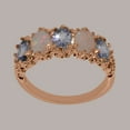 thumbnail image 2 of LBG British Made 9k Rose Gold Natural Tanzanite & Opal Womens Eternity Ring - 33 size options - Size 6, 2 of 7