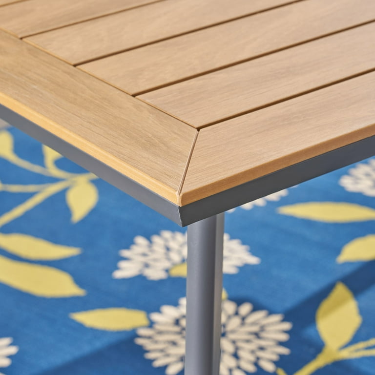 Franklin Outdoor Aluminum and Faux Wood Dining Table Natural