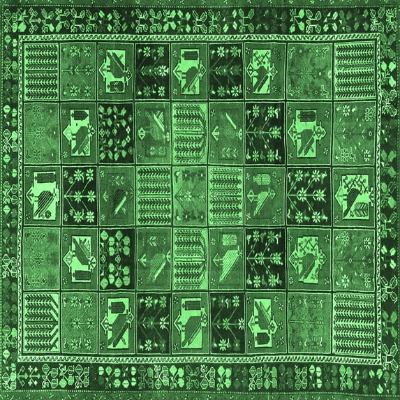 Ahgly Company Indoor Square Persian Emerald Green Traditional Area Rugs, 5' Square