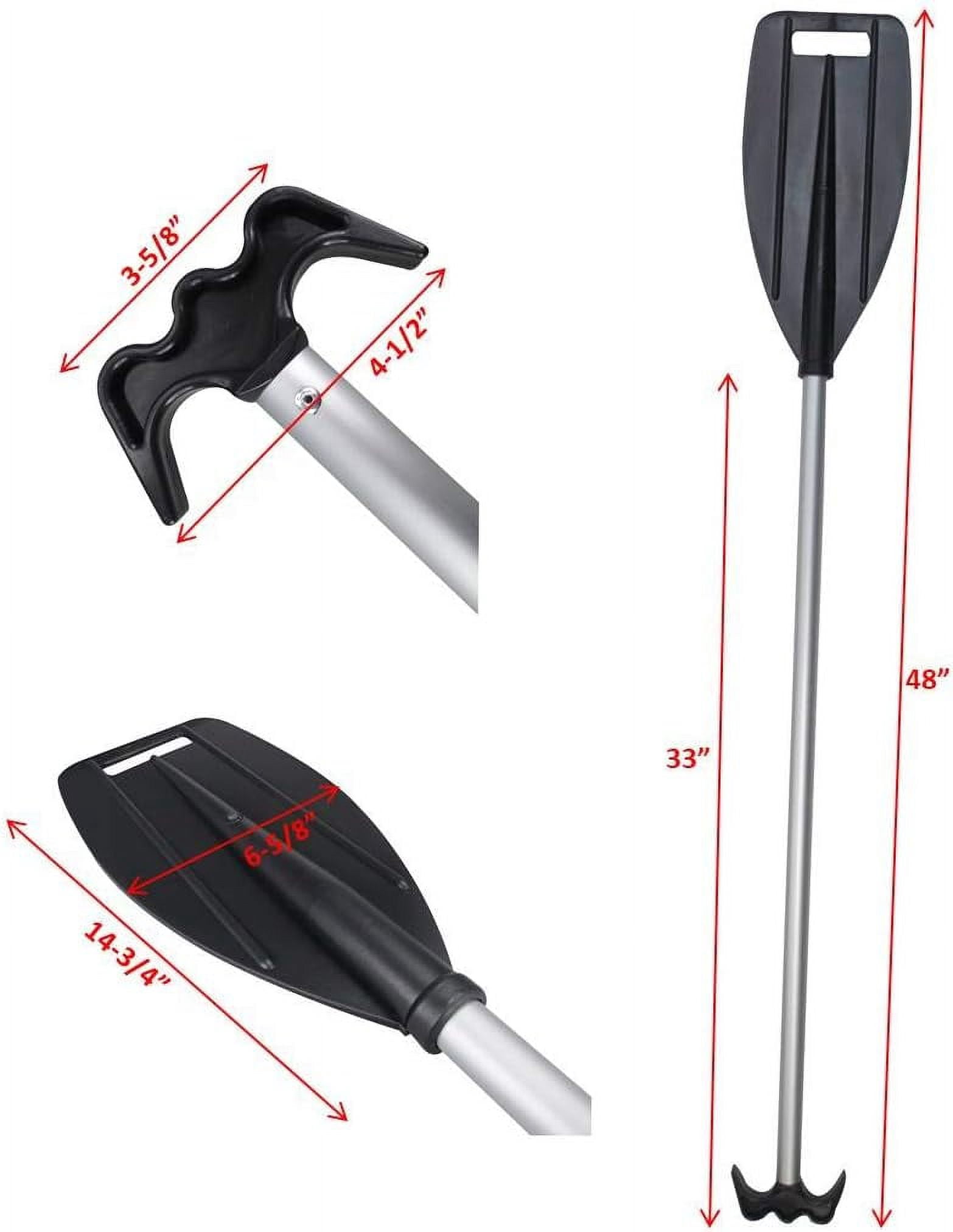 Pactrade Marine Set of 2 Boat Kayak Raft Paddle & Hook 4 ft Anodized Aluminum Shaft Black Plastic Blade ( 2 pcs )