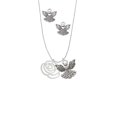 thumbnail image 2 of Delight Jewelry Silvertone Large Rose Outline Silver tone Guardian Angel Charm Necklace and Stud Earrings, 2 of 4