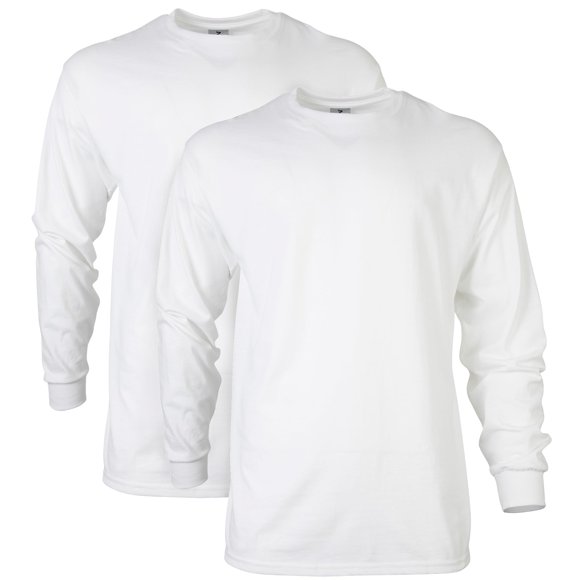 Camiseta Gildan G2400 de manga larga blanca, paquete de 2, talla mediana