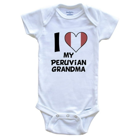 

I Heart My Peruvian Grandma Peru Flag Baby Bodysuit 0-3 Months White