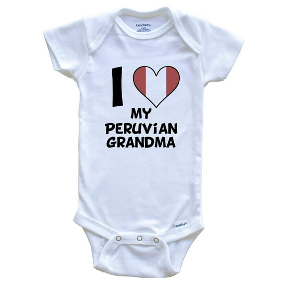 I Heart My Peruvian Grandma Peru Flag Baby Bodysuit, 0-3 Months White